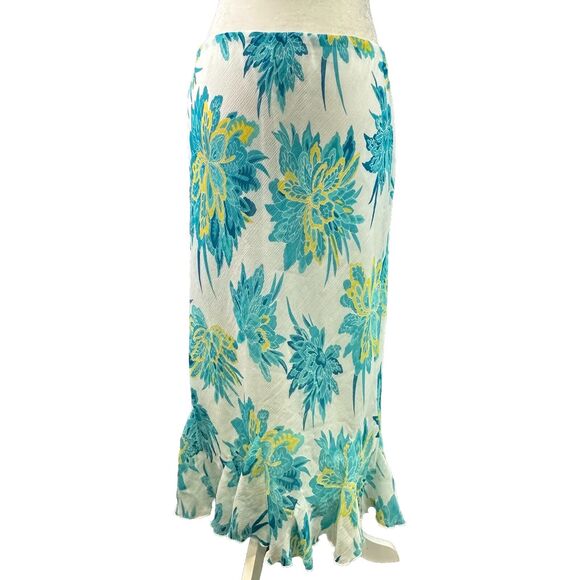 Vtg. Cato‎ Maxi Skirt Floral Print 90s Y2K Fairy Cottage Sheer Sz. M Ruffled Hem - Picture 1 of 10
